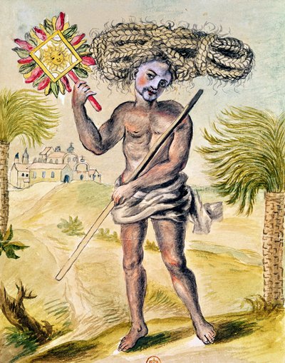 Penitent Man in India with Plaited Hair by French School